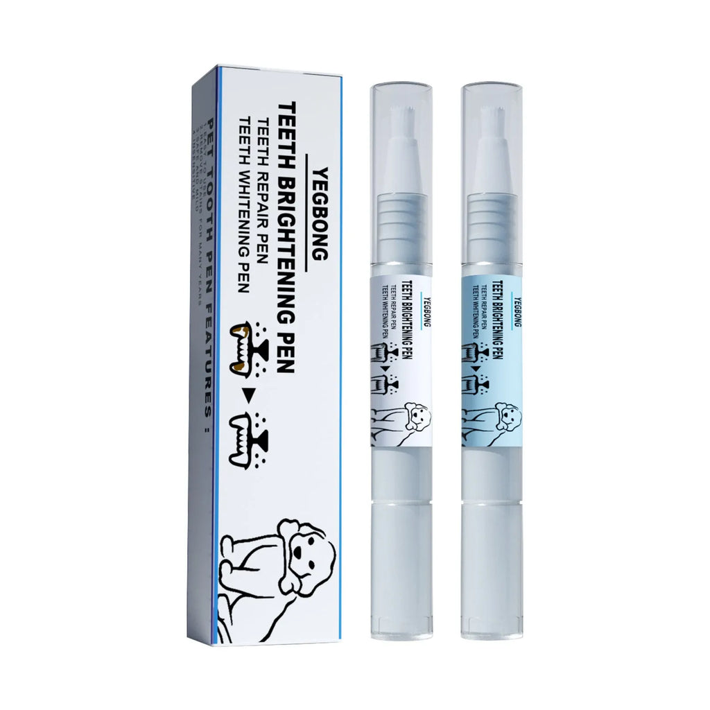 Yegbong pet teeth whitening pen with 3ml whitening and 3ml cleaning formulas for dog and cat dental care