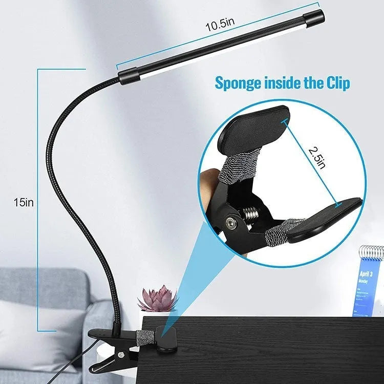 Black or white USB LED desk lamp with 26cm length for student study areas