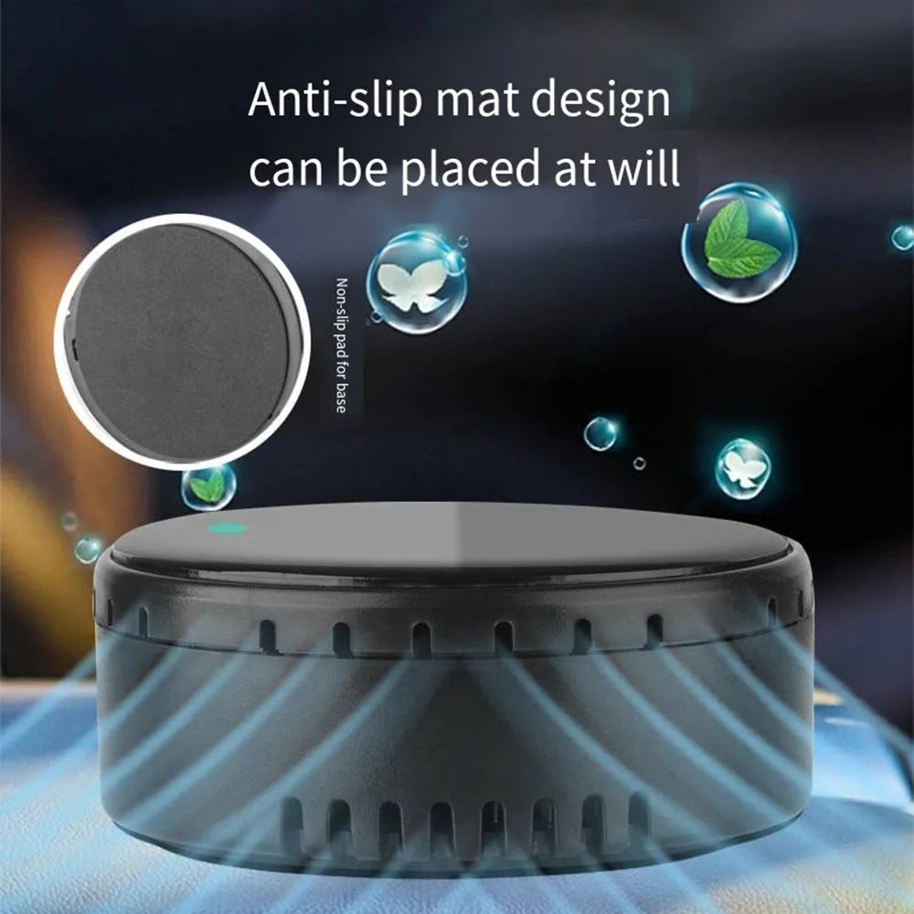 Black car-mounted solar air humidifier attached to a vehicle air vent