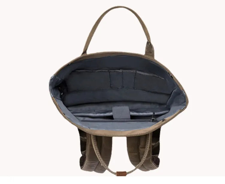 Casual black polyester backpack with cover opening, shown with laptop pocket and zipper compartment.