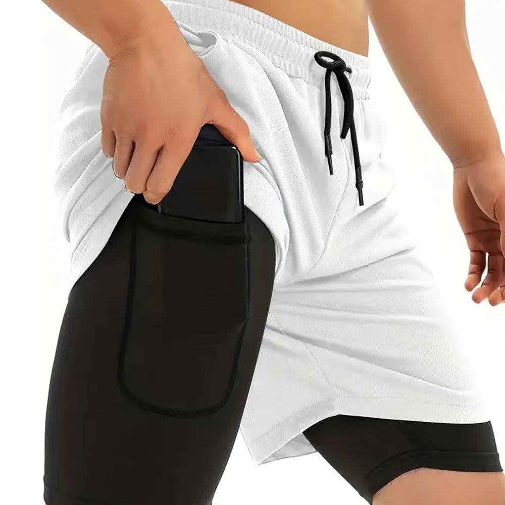 Men's camouflage print quick-dry sport shorts in cotton blend with milk silk lining