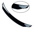 Bright black modified tail trim for Mazda 3 Exela 2014-2021 models showing large fixed wind surround design