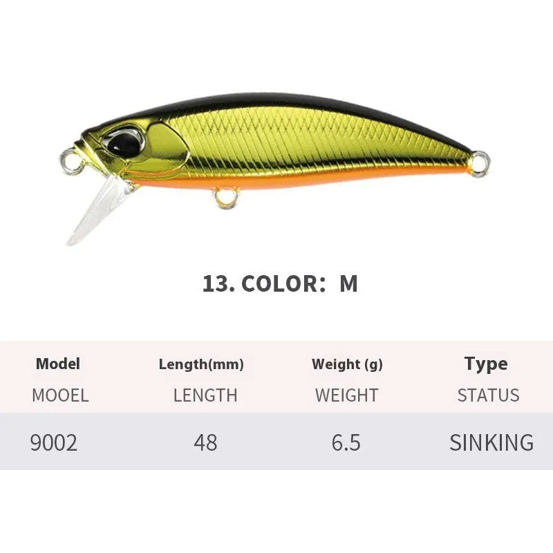 Japanese submerged Mino soft plastic fishing lure, 48mm long, for snakehead and Mandarin fish.