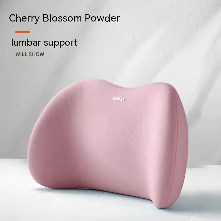 Car headrest pillow and lumbar support pillow set in memory foam with milk silk cover
