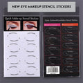 Set of four reusable flexible eyeliner and eyeshadow makeup stencil templates on a pink background