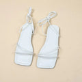 Women's flat sandals with ankle ring bandage cloth design and square toe in three colour options