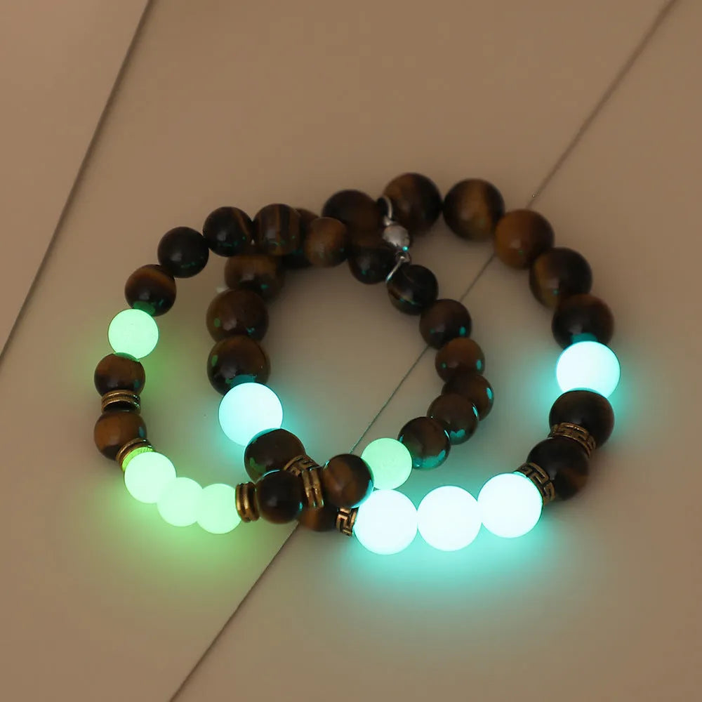 Geometric couple bracelets in luminous amber colour with retro fashion styling
