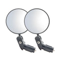 Black foldable convex rearview mirror for motorcycles showing 360-degree rotation.