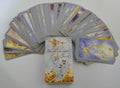 78-card tarot deck in English with black back and 49x49cm flannel tablecloth on wooden table