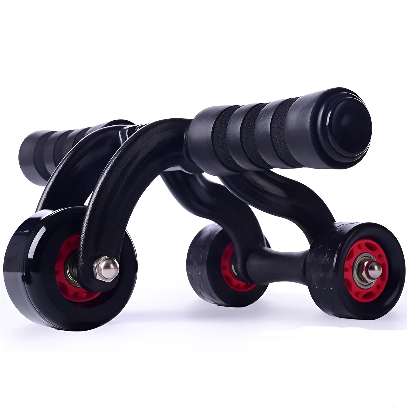 Three-wheel abdominal wheel with brake plate and foam handle for home fitness
