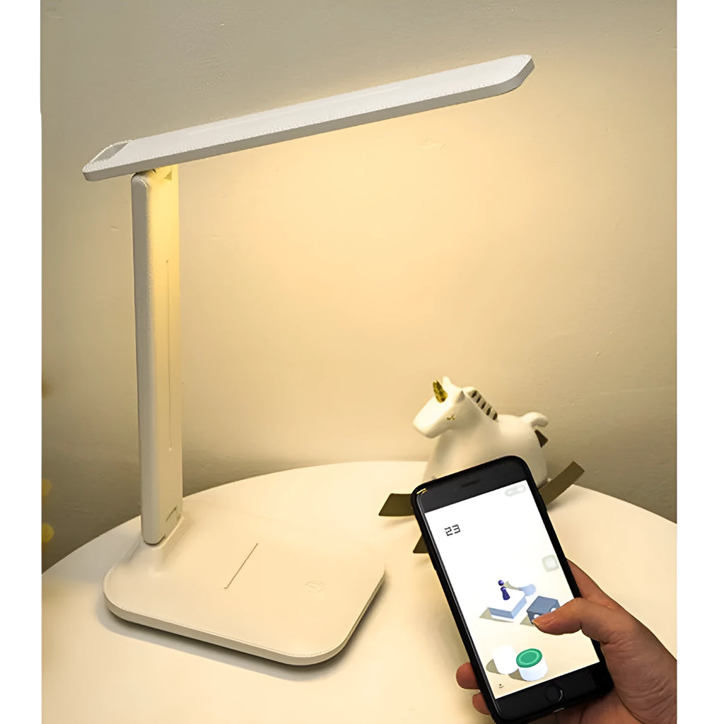 White touch dimming bedside table lamp with USB charging port