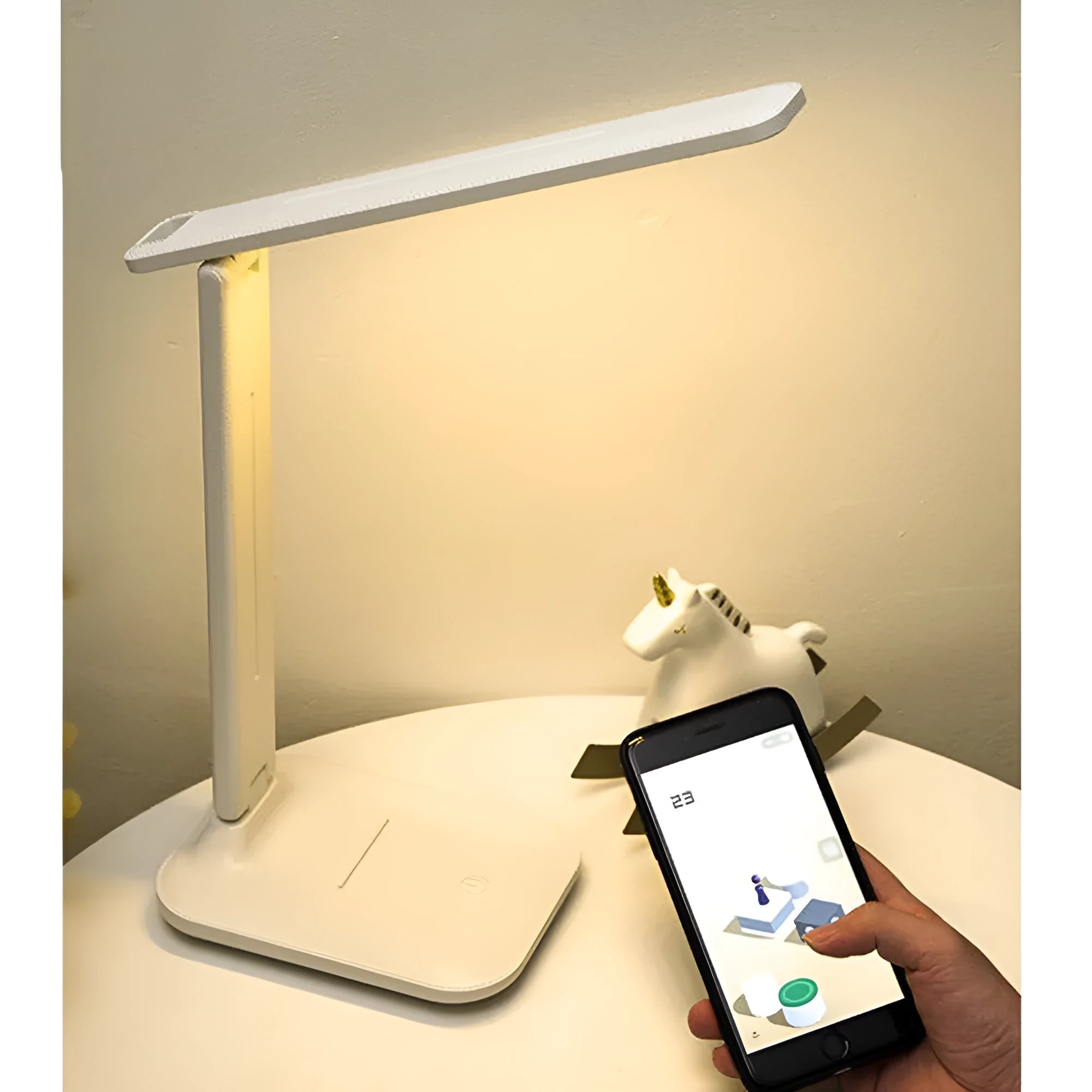 White touch dimming bedside table lamp with USB charging port