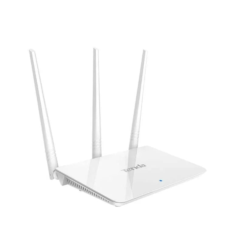 White wireless router for dual-band 2.4GHz and 5GHz home broadband network.