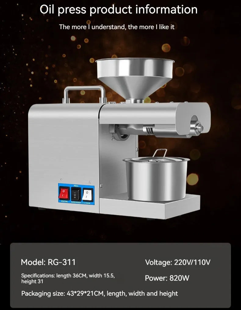 Xiangwei RG-311 and RG-312 household oil press machine with digital display