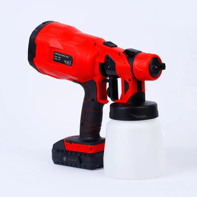 Blue cordless automatic paint spray gun with 800ml container and 1.8mm nozzle