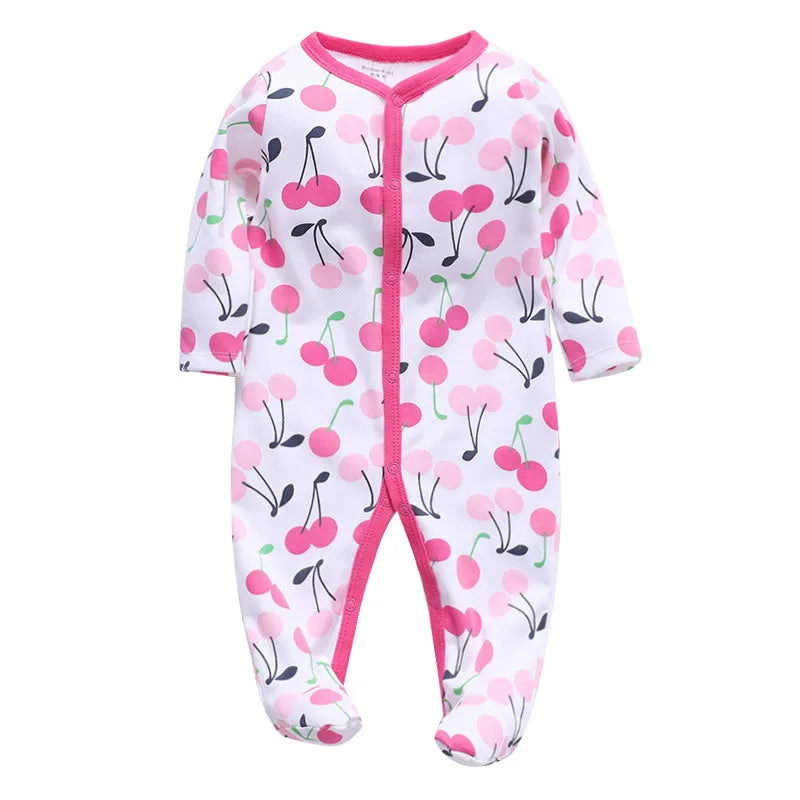 Cotton baby one-piece clothes in a dinosaur print design for infants aged 3 to 12 months