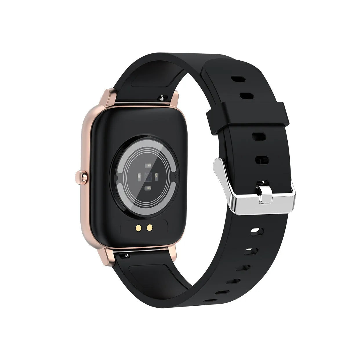 H80 sports smartwatch with black silicone strap showing ECG and blood oxygen monitoring on screen.
