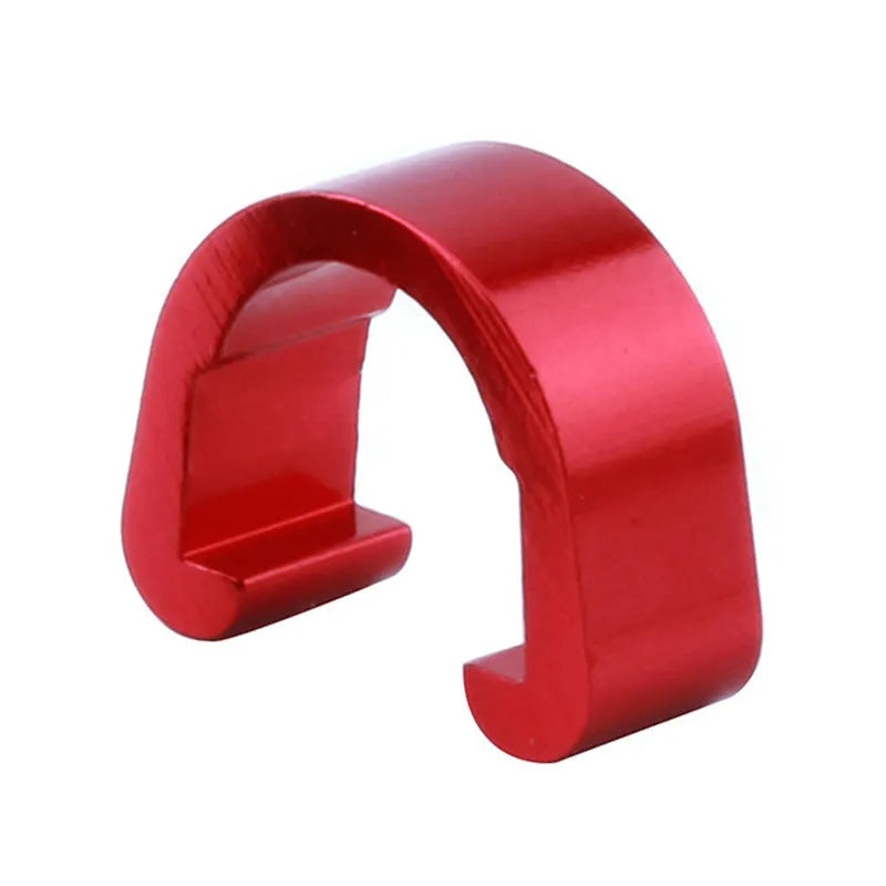 Pack of ten small aluminium alloy C buckles in various colours on a white background.