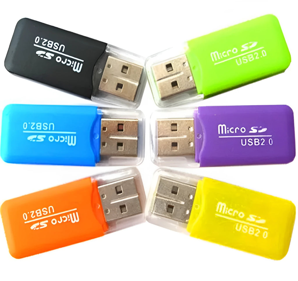Mini USB TF Card Reader with 16GB MicroSD card and SD transfer adapter