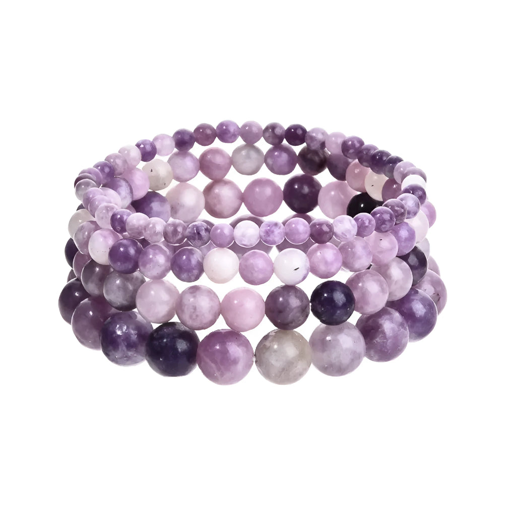 Purple natural stone elastic bead bracelet with geometric shapes in European-American style