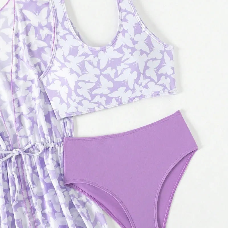 Girls' three-piece polyester swim cover-up set in colour 3218 for ages 8-12