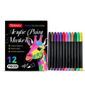 Set of 12 acrylic paint markers with coloured bodies for multi-surface art and craft projects