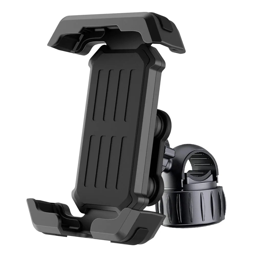 Black ABS plastic bicycle handlebar mount for mobile phone navigation.