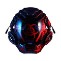 Black full face bioweapon themed prop helmet for cyberpunk cosplay.