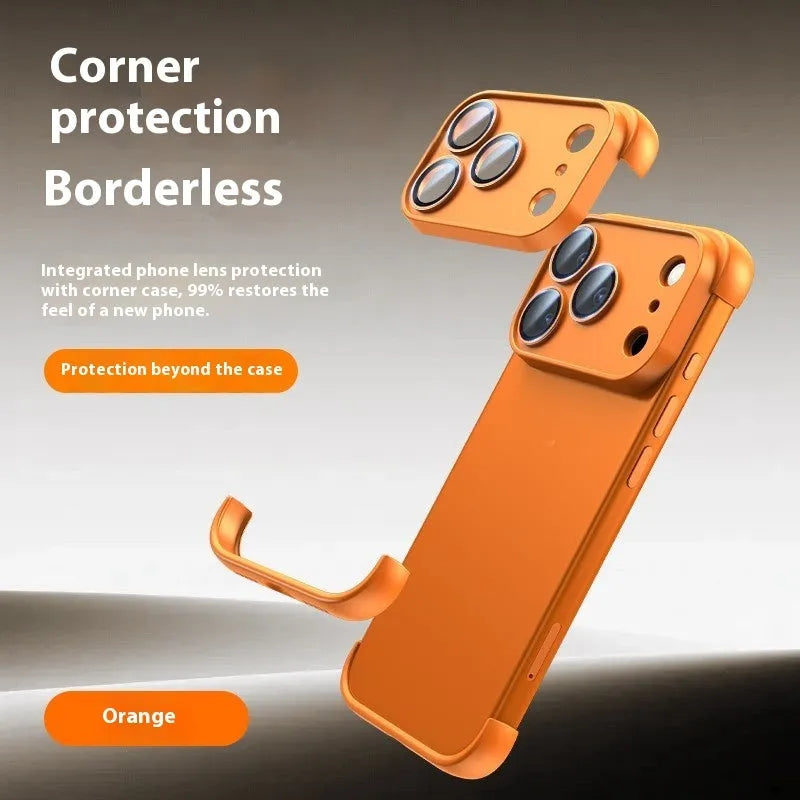 iPhone 17 Pro Max mobile phone case in high-grade shell showing black, orange, grey, and desert colour options.