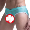 Men's ice silk bazooka briefs in seven colours showing mid-waist design and bullet separation