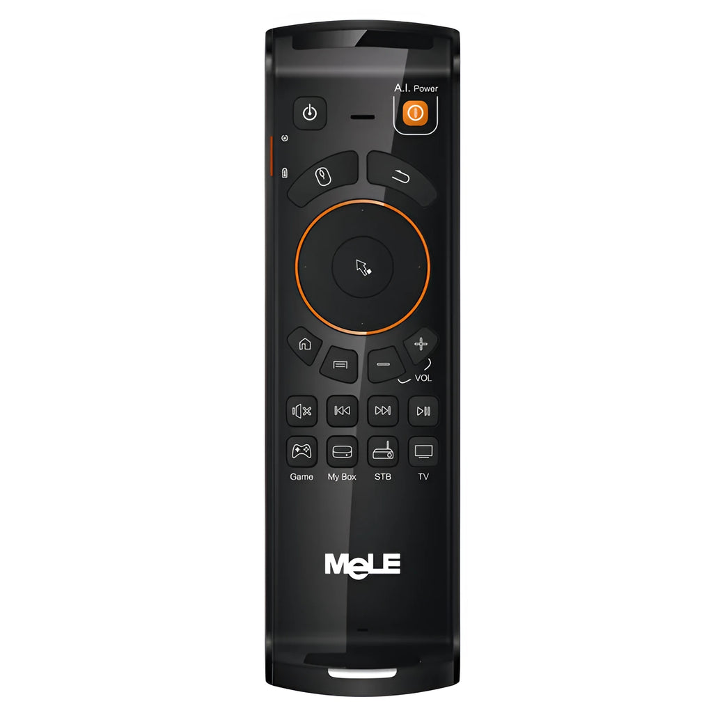 F10 Deluxe wireless air mouse in black with QWERTY keyboard and IR learning functions