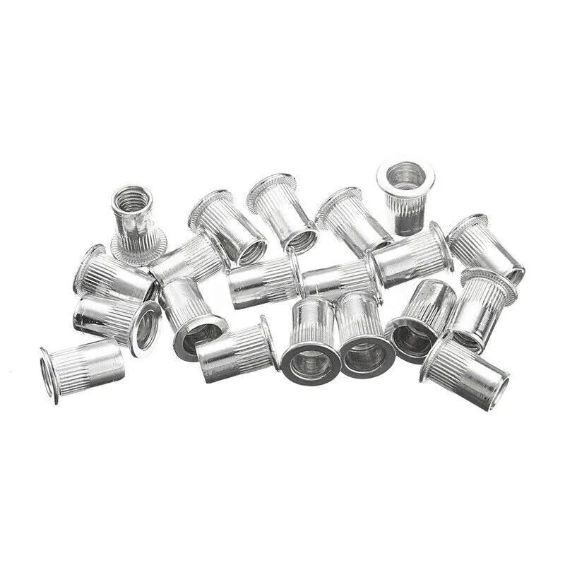 Manual riveter nut set in alloy steel with multiple tool heads arranged in gun-style configuration