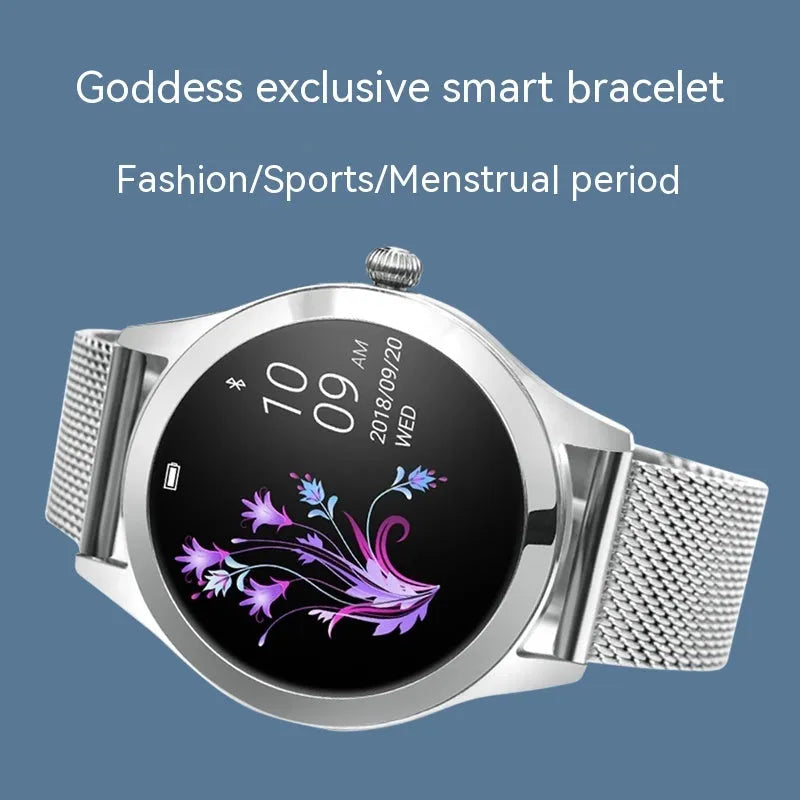 Women's sports smartwatch with heart rate monitoring and waterproof design in multiple colour options