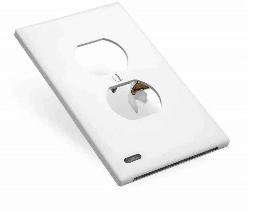 White plastic LED night light plugged into a standard UK wall socket.