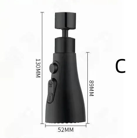 Universal pressurised faucet sprayer adapter with rotating head in silver finish
