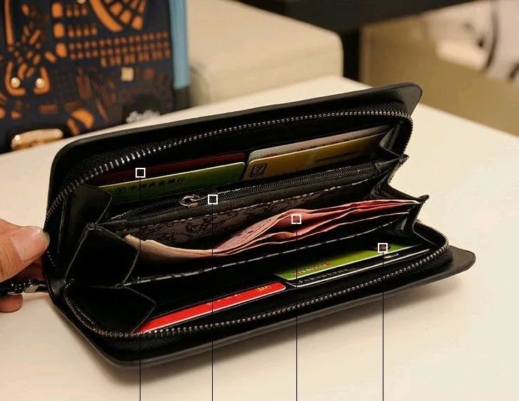 New taro decoration PU leather long wallet with zipper and card slots in neutral colour
