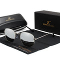 Classic round retro sunglasses for men in black frame with adjustable arms.