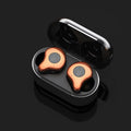 Wireless TWS Bluetooth earbuds in a charging case, showing colour options including red, silver, and grey.