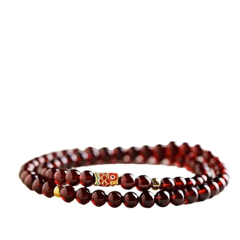 Wine red glass bead bracelet in single circle and double circle New Chinese styles