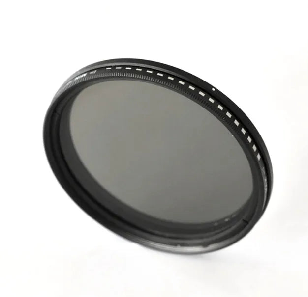 Adjustable multi-diameter camera ND filter set with ND2, ND4, ND8, and ND400 dimming mirrors.