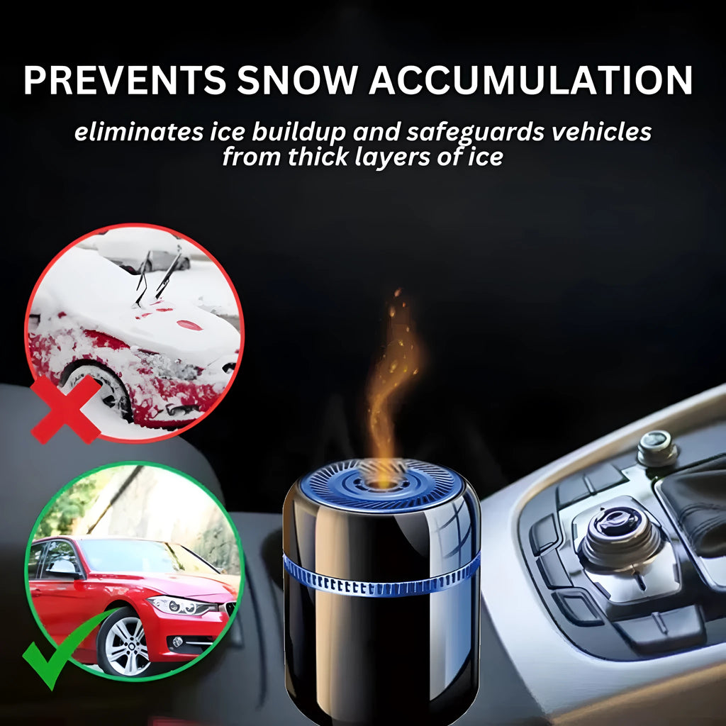 Compact car windscreen de-icing tool measuring 5.6 by 6.8 centimetres