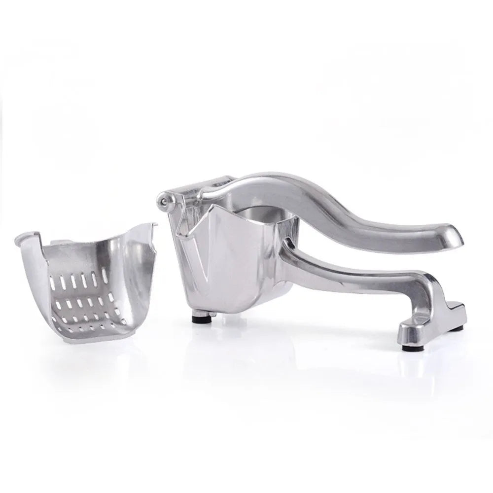 Silver aluminium alloy lemon squeezer with extra large bowl for whole fruit juicing