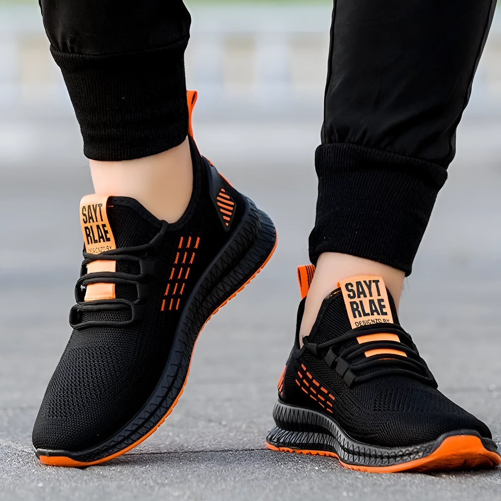 Men's flying three bars casual sports shoes with cross-strap detail and flying weave upper material