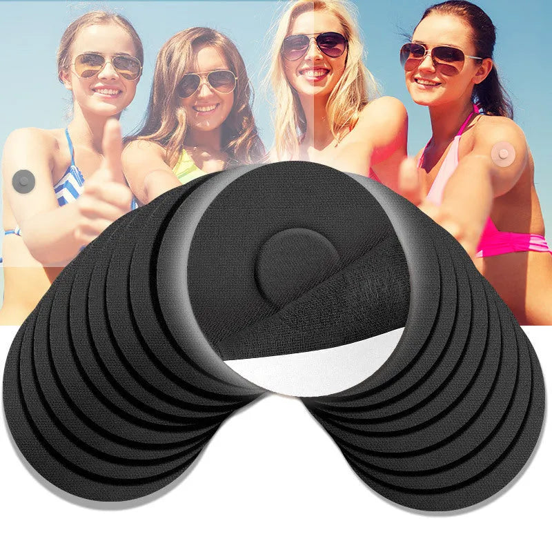 Sports anti-slip adhesive patch in black, blue, pink, and skin colour options on elastic fabric.