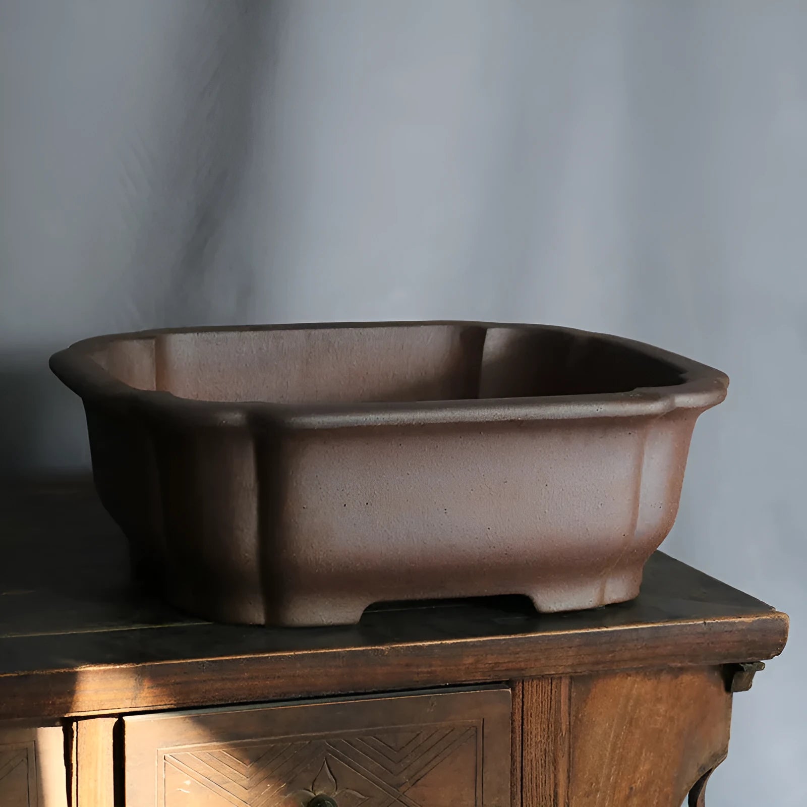 Purple sand rectangular bonsai flower pot with modern design for floor standing plant display