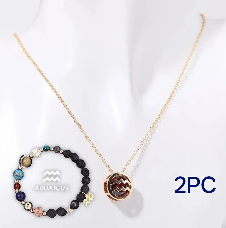 Natural stone bead necklace and bracelet set on adjustable cord