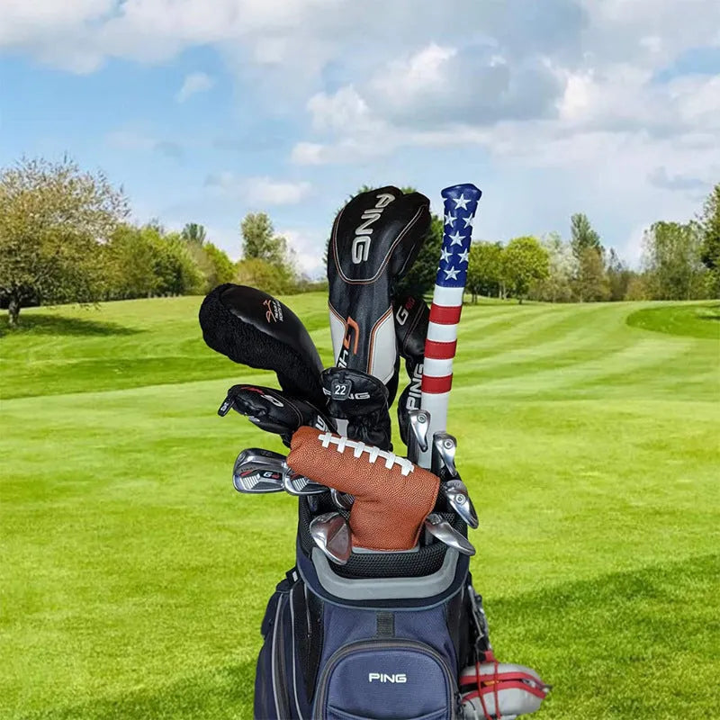 Black PU leather golf club head cover push rod case sleeve.