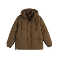 Loose fit cotton-padded winter jacket with side seam pockets in mustard yellow colour
