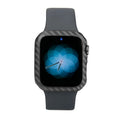 Apple Watch 4 carbon fibre leather case in 44mm size showing bright black finish