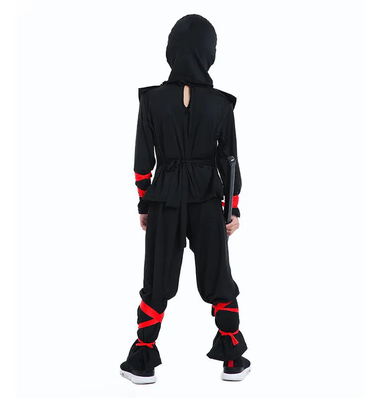 Children's Halloween cosplay costume in cotton-polyester blend with size chart showing measurements